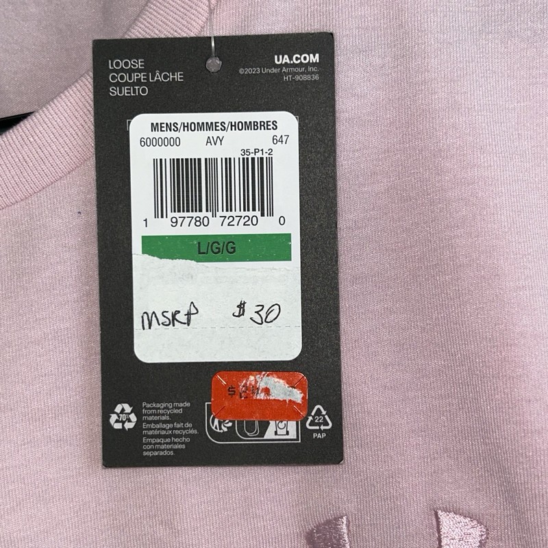Under Armour Men’s LARGE Icon Short Sleeve T-Shirt ~Pink~ Embroidered Logo gallery