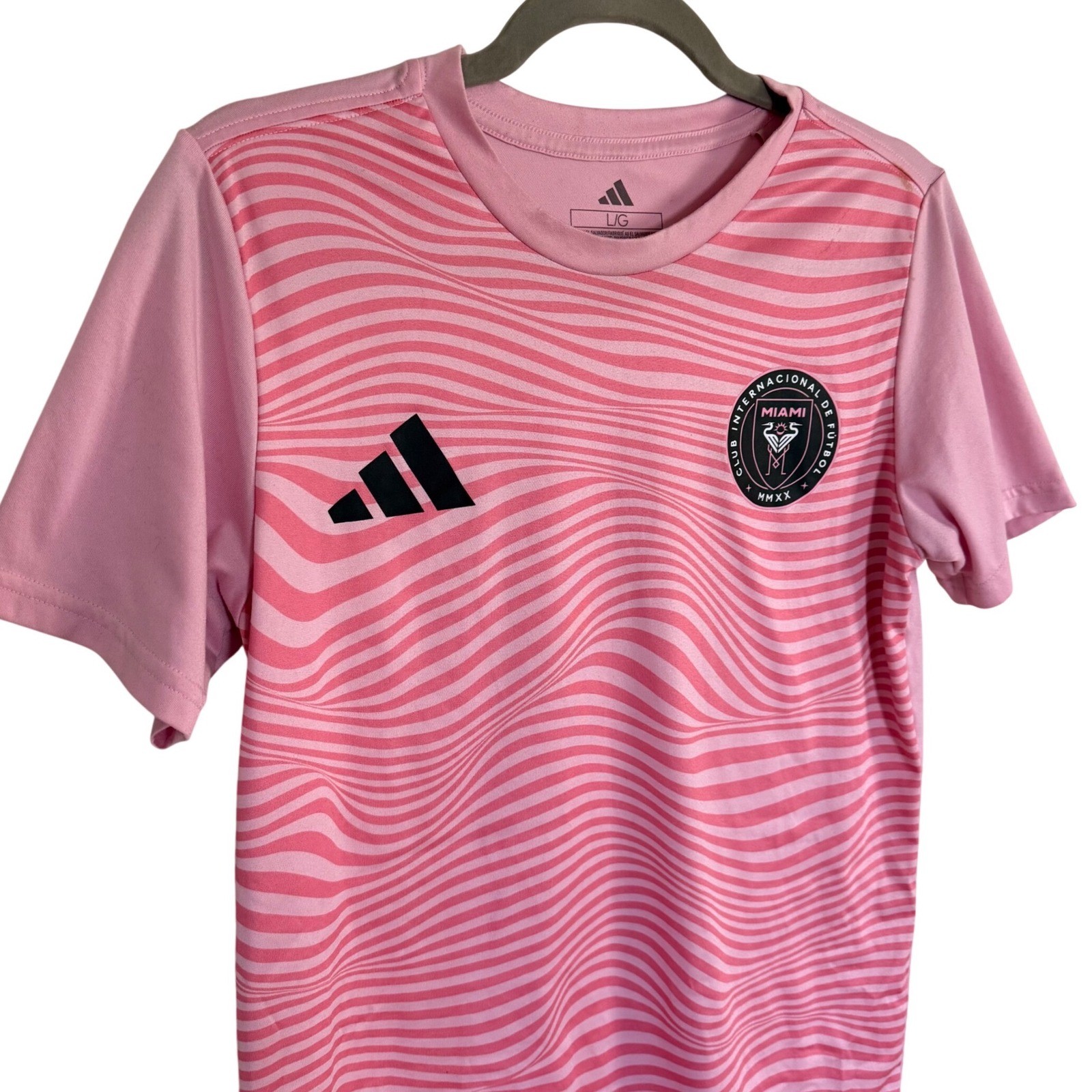 Adidas Inter Miami CF Messi 10 Pre-Match Jersey Pink Mens Large MLS Soccer Shirt gallery