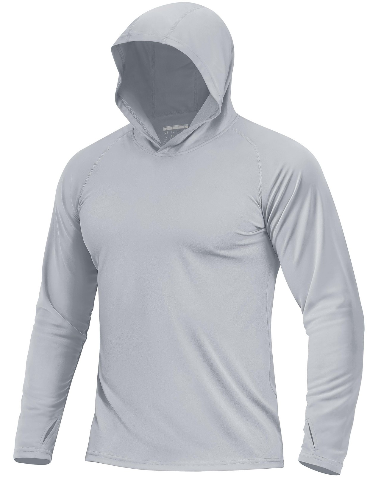 Boladeci Men's UPF 50+ Sun Protection Long Sleeve Fishing Hoodie Rash Guard Gray gallery