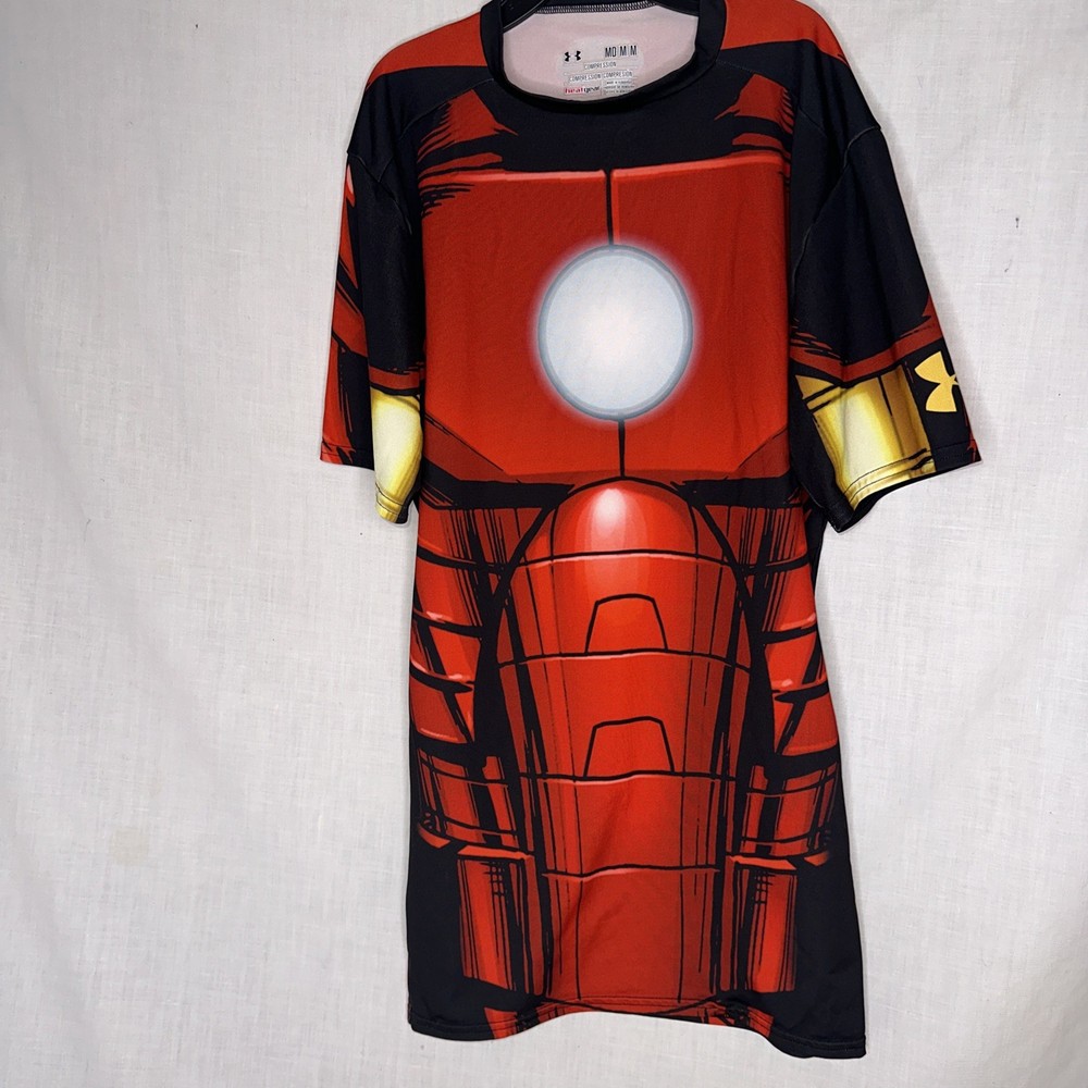 Under Armour Heat Gear Marvel Iron Man Stark Compression Top Red Mens Size med