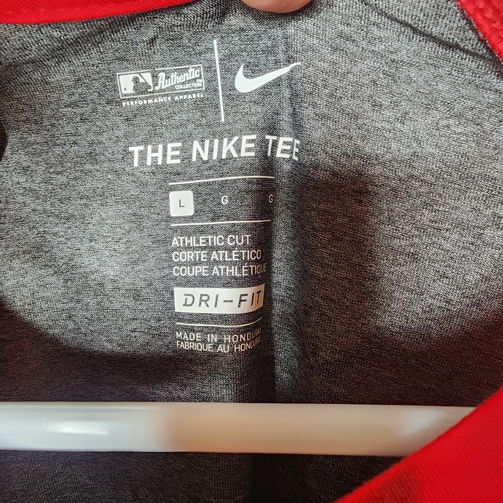 Nike Red Sox Gray and Red Raglan Long Sleeve Shirt - Size L Large gallery