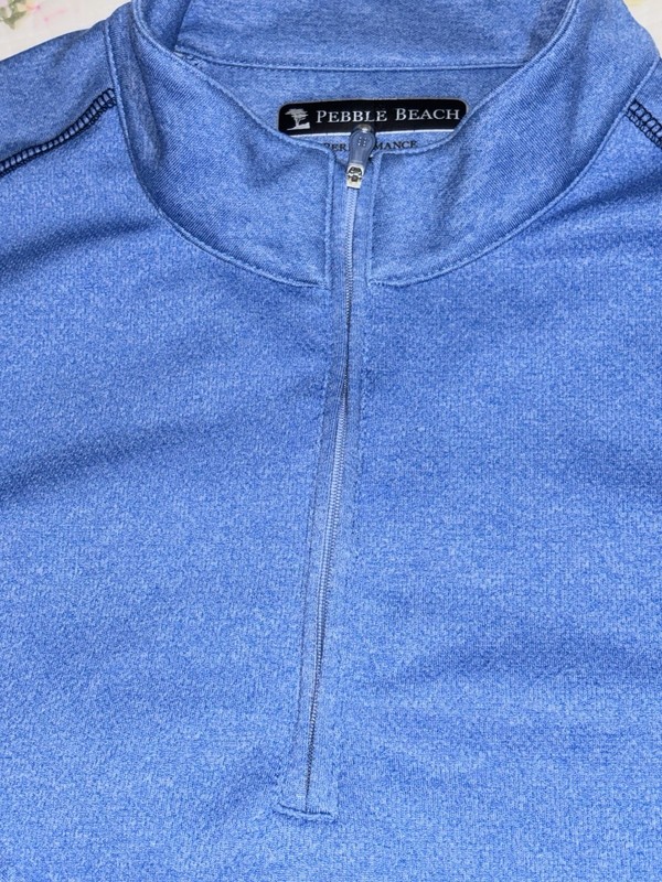 Pebble Beach Performance 1/4 Zip Pullover Shirt Men’s Large Blue Long Sleeves gallery