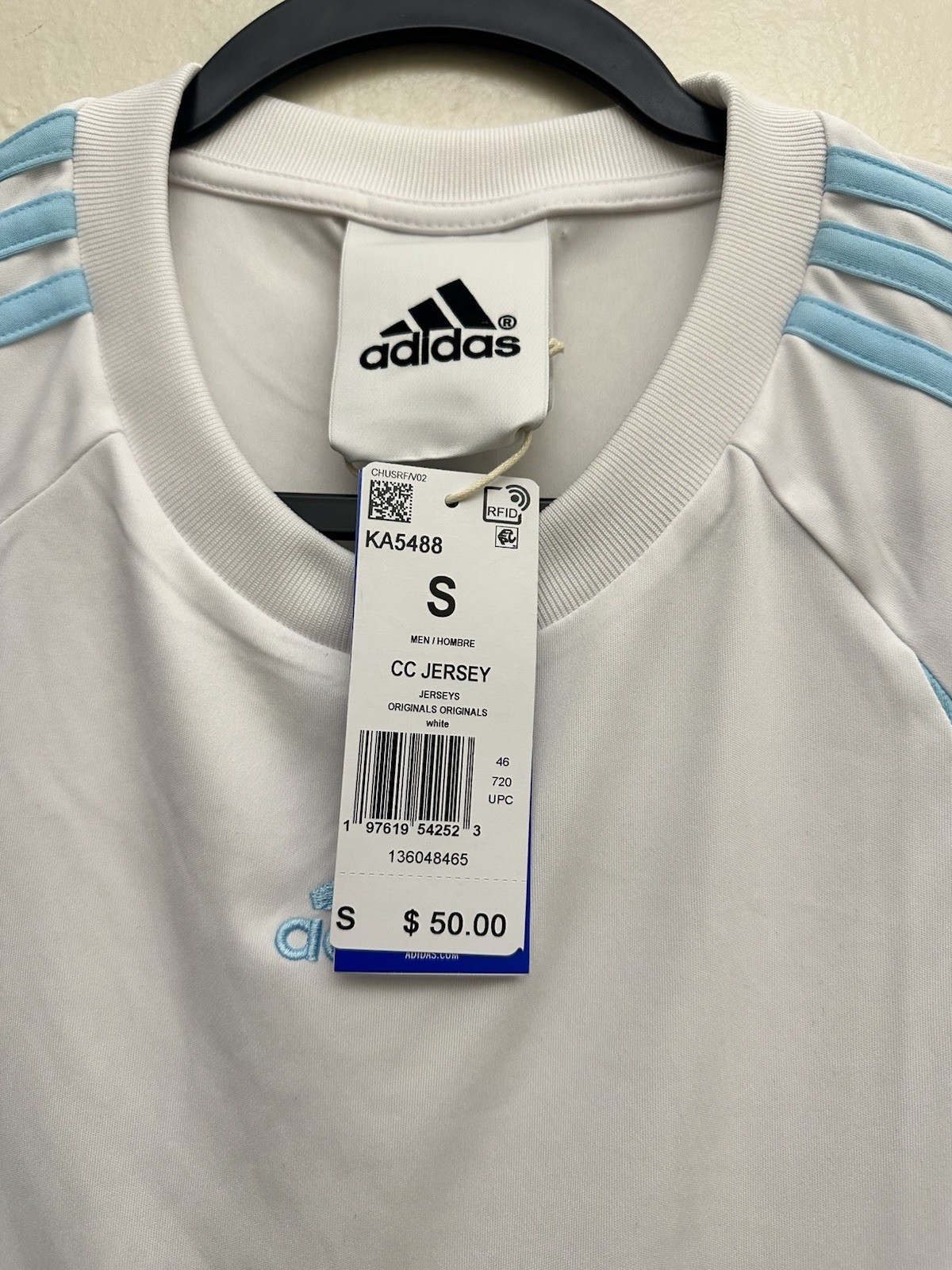 adidas Climacool CC Jersey Men's Lightweight White Light Blue Size S gallery