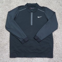 Nike Pullover Mens Large Black Tiger Woods Tech 2.0 1/4 Zip Golf Blade 619756