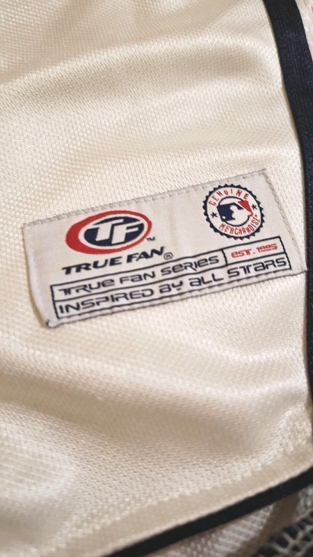 TRUE FAN Series Tampa Bay Rays Jersey L (42-44) White Blue Button Up MLB Vintage gallery
