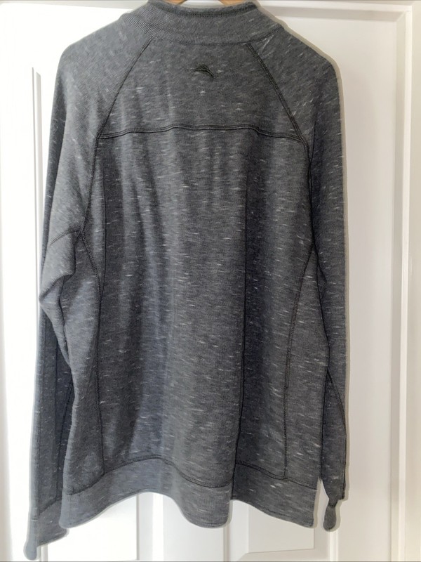Men’s Tommy Bahama Reversible 1/4 Zip Pullover Heather Gray Charcoal Gray Black gallery