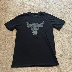 Under Armour Project Rock Shirt Mens Medium Logo Gym Training Workout Black