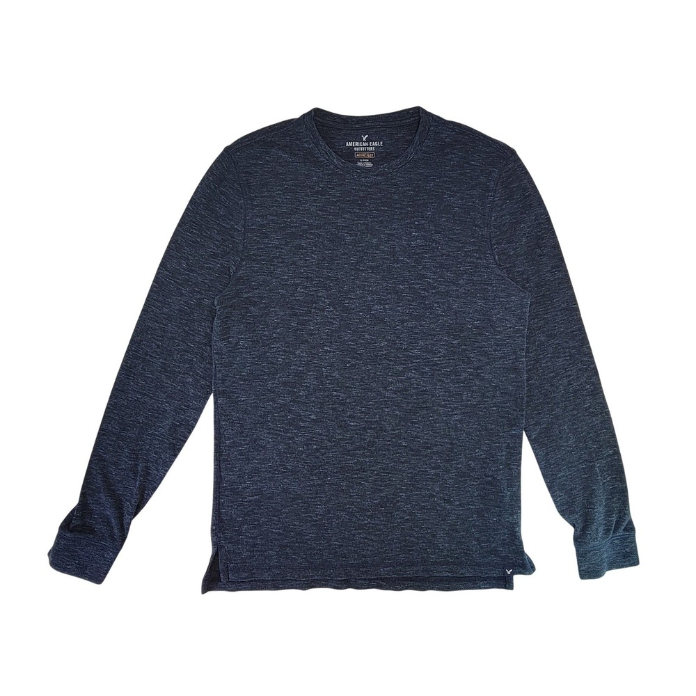 American Eagle Outfitters Active Flex Long Sleeve Shirt Mens S Navy Casual Top