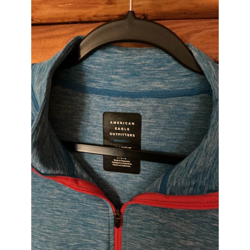 American Eagle AE Active 360 Extreme Flex Quarter Zip Pullover Blue Mens Large gallery