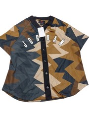 New L Nike Air Jordan 7 Essentials Baseball Jersey Black Brown FB7338-133 Men