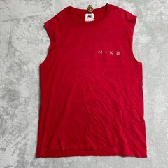 Vintage 90s Nike Tank Top Mens Small Red Cotton Spellout Sleeveless Workout