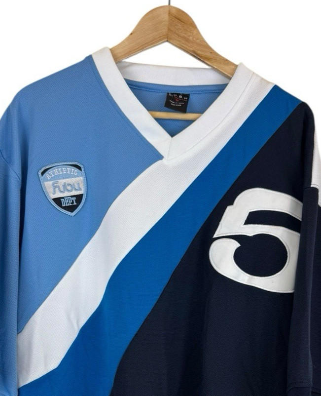 FUBU Vintage The Collection Y2K Athletic Dept 5 Size 1X Blue Colorblock Limited gallery