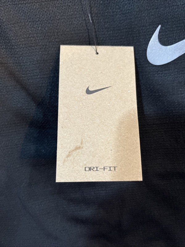 Mens Large Nike Dri-FIT Miler Running Short Sleeve Shirt Black Mesh AJ7565-010 gallery