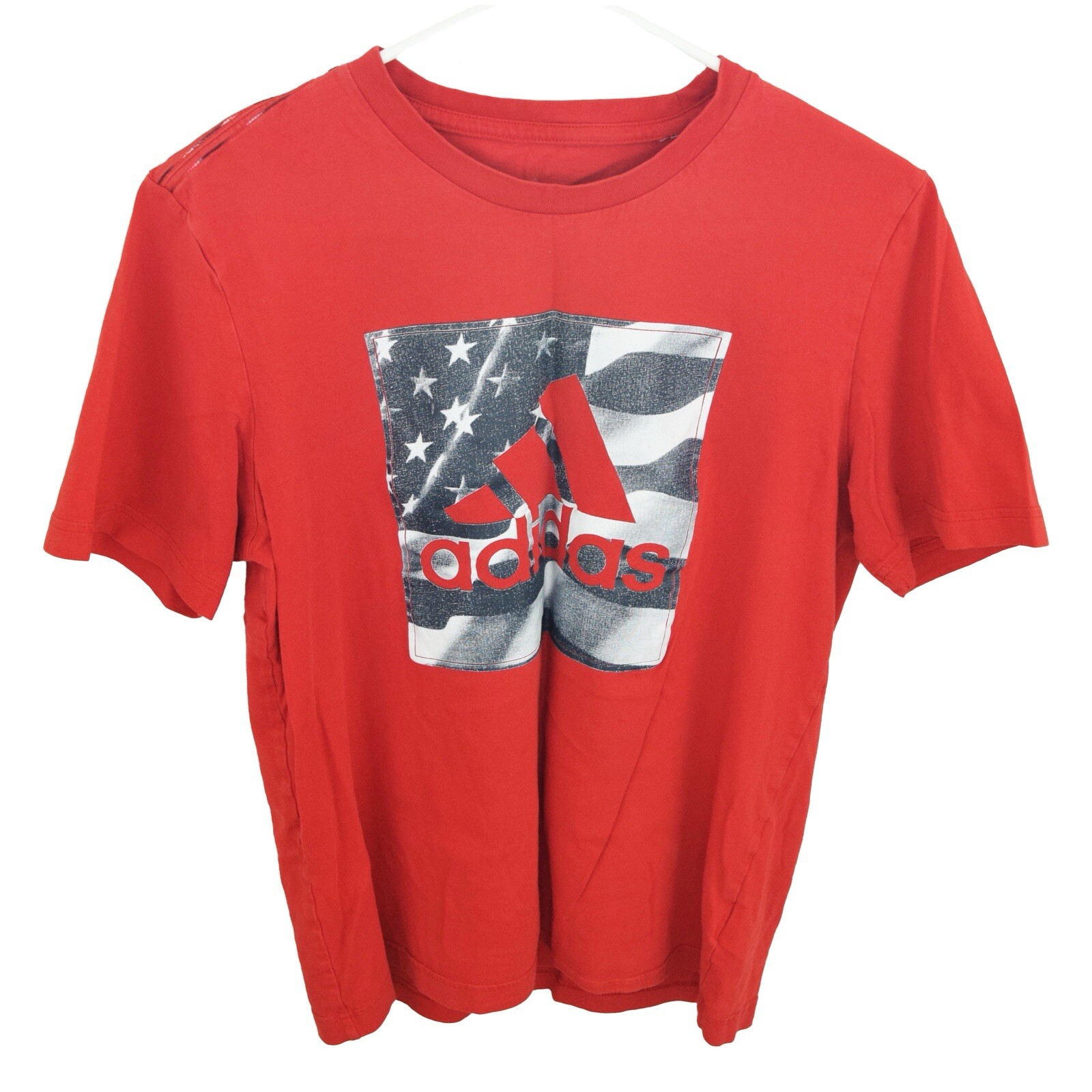 ADIDAS Men’s Size Small Americana USA Flag Badge of Sport Red T-Shirt gallery