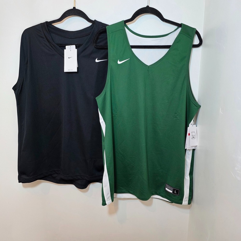 Nike Green White Black Lot Of Two Basketball Jersey Men's Size L NWT