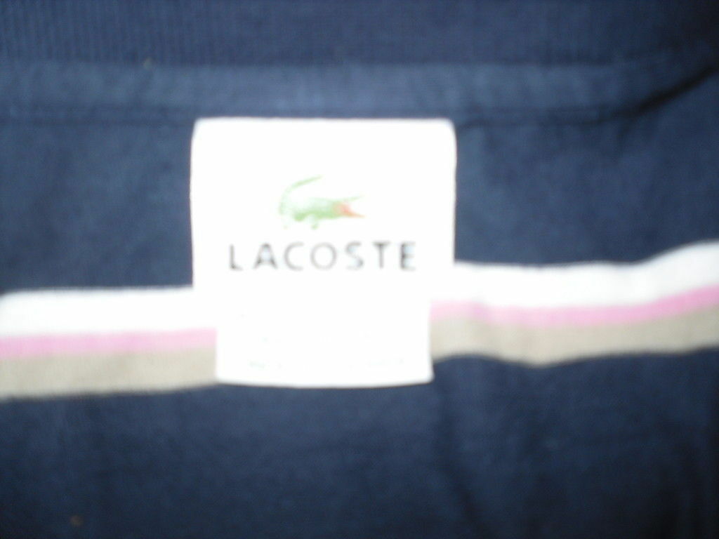 Lacoste Shirt Size 7 Alligator Light Blue White Pink Brown Stripes Polo Golf gallery