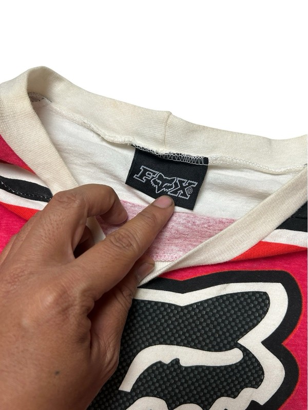 Vintage Fox Racing HC Motocross Jersey Red Black Long Sleeve Cotton Size Large gallery