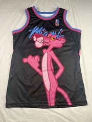 Pink Panther Basketball Jersey Stitched, Black/Pink/Blue, Size Medium