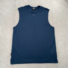 VINTAGE Nike Shirt Adult Medium Blue Center Mini Swoosh Tank Top Dri Fit Mens M