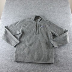 Patagonia Pullover Mens M Gray Fleece 1/4 Zip Mock Neck Rib Knit EY Logo