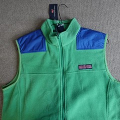 Vineyard Vines Mens Jacket Medium Blue Green Fleece Vest Solid NEW