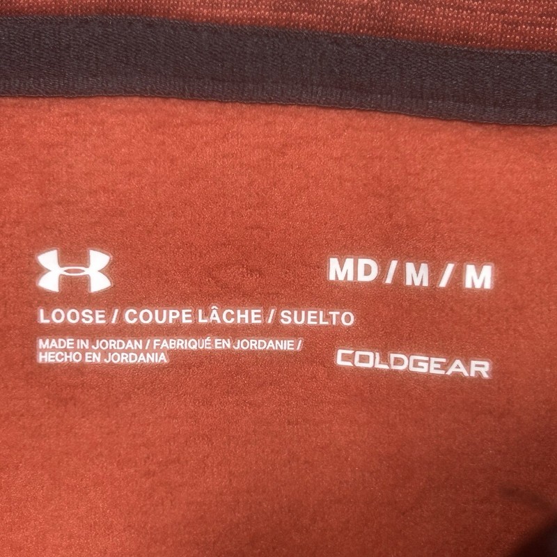 Under Armour Pullover Men's M Orange 1/4 Zip Loose ColdGear Fleece Lined EUC gallery