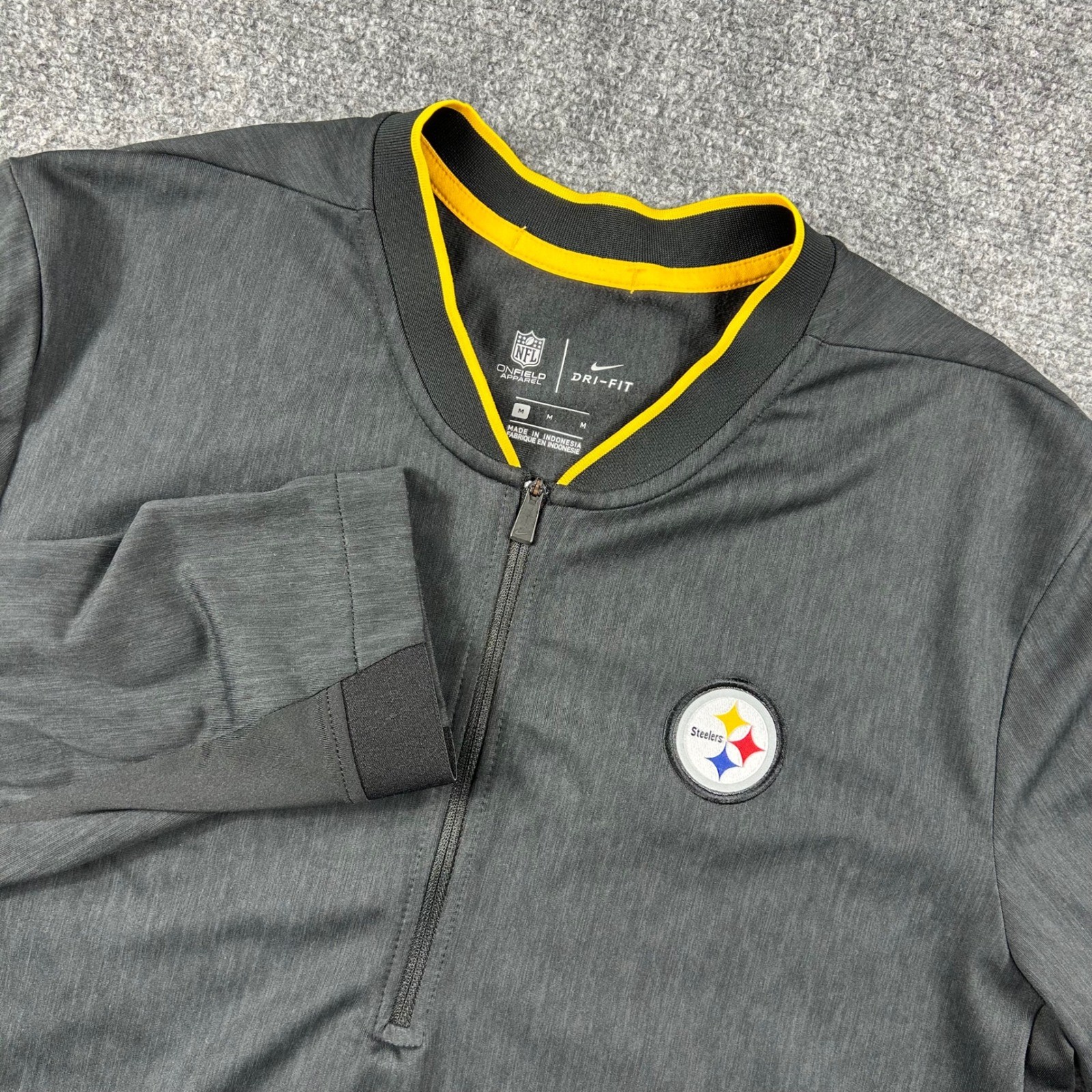 Nike Pittsburgh Steelers NFL Mens Medium Grey Dri-FIT Quarter Zip Pullover Shirt gallery
