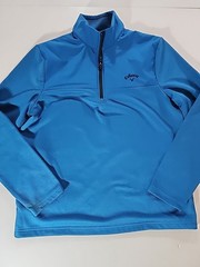 Callaway Golf Men’s Medium Blue 1/4 Zip Pullover Opti-Dri Waffle Knit Fleece