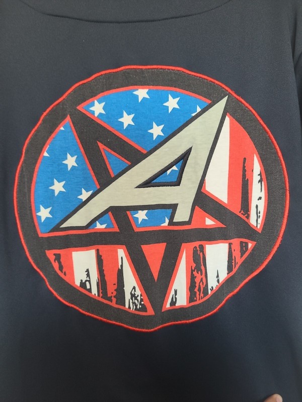 Anthrax Band Baseball Jersey shirt, Dk Blue button-up, Big A Pentagram, Sz Small gallery
