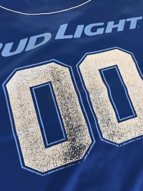 Anheuser Busch Bud Light 00 Jersey Baseball Shirt L/Xl Blue Short Sleeve Beer J gallery