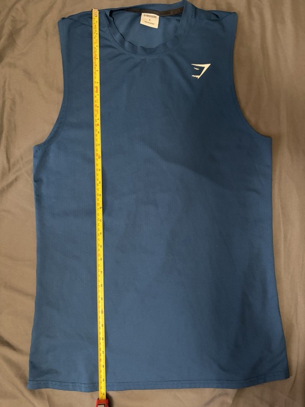 Gymshark Arrival Tank Top Atlantic Blue Mesh Workout Gym Muscle Shirt Men's S gallery