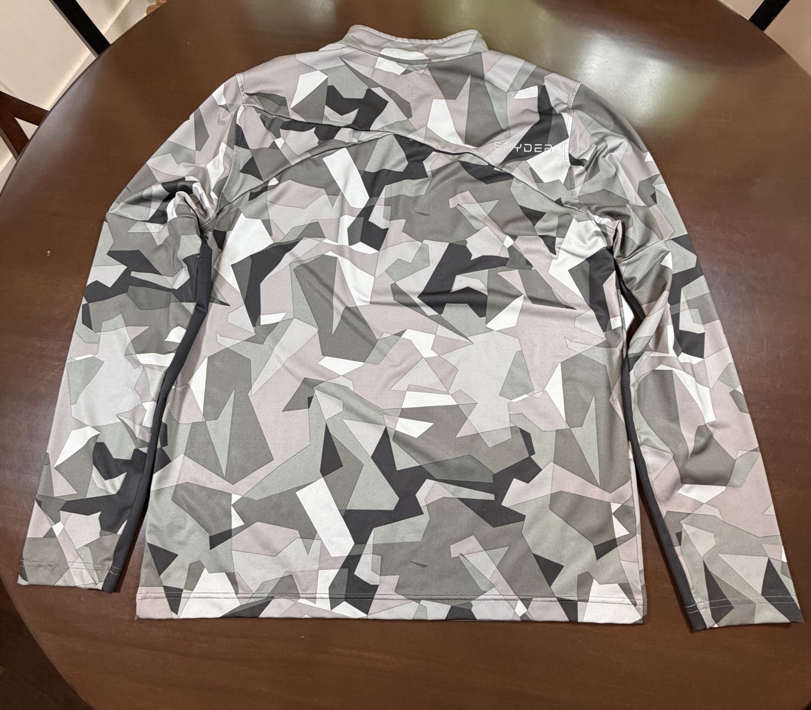 Spyder Mens Large 1/4 Zip Gray Geometric Camo Athletic Pullover MSRP $68 gallery