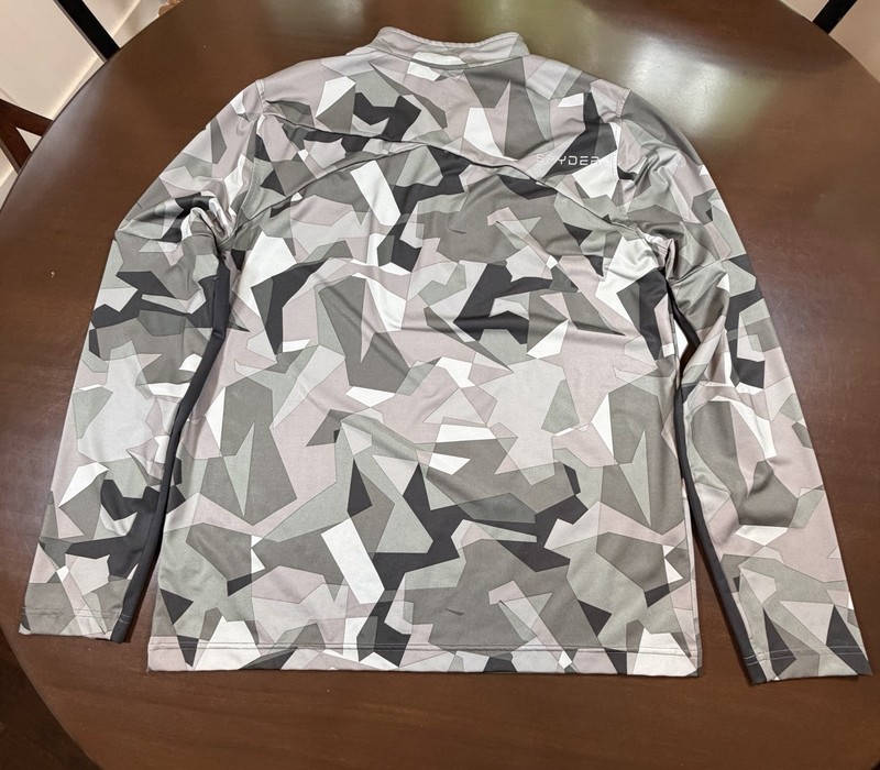 Spyder Mens Large 1/4 Zip Gray Geometric Camo Athletic Pullover MSRP $68 gallery