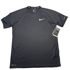 Nike Essential Men’s Short-Sleeve Hydroguard Dri-Fit Swim Shirt Black Sz Medium