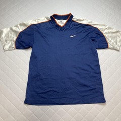Vintage Nike Shirt Men Medium Blue White Colorblock Jersey Short Sleeve V Neck