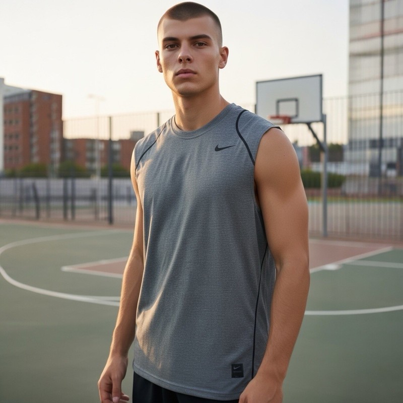 Mens Nike Pro Dri-Fit Fitted Sleeveless Gym Shirt Gray Size Large 703102-091 gallery