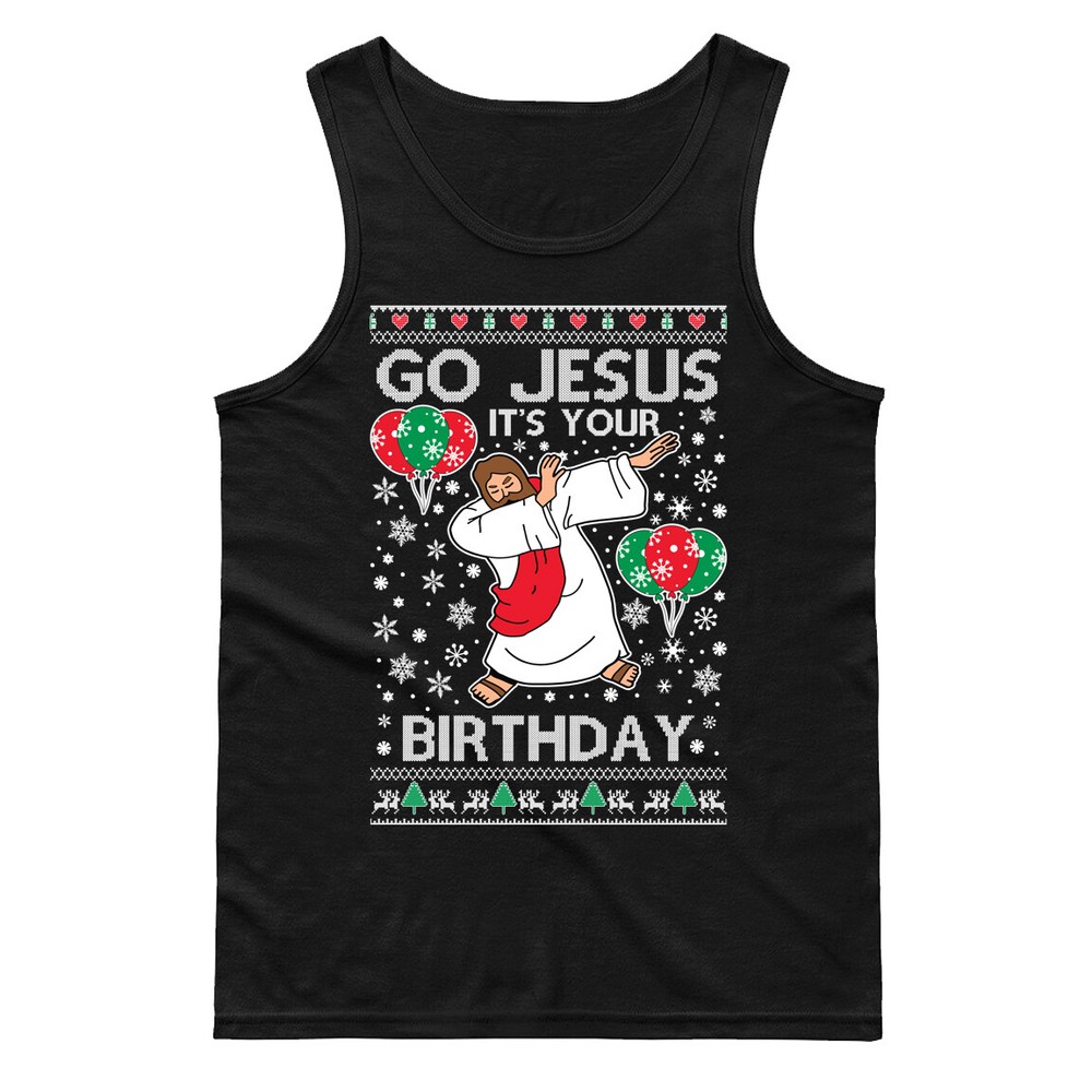 🔥 Go Jesus It's Your Birthday Men's Tank top Gift Christmas Funny Holiday santa