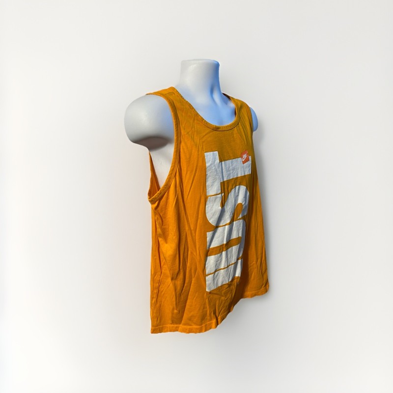 Nike Tank Top Just Do It Adult Large Orange White Spell Out Double Sided Running gallery