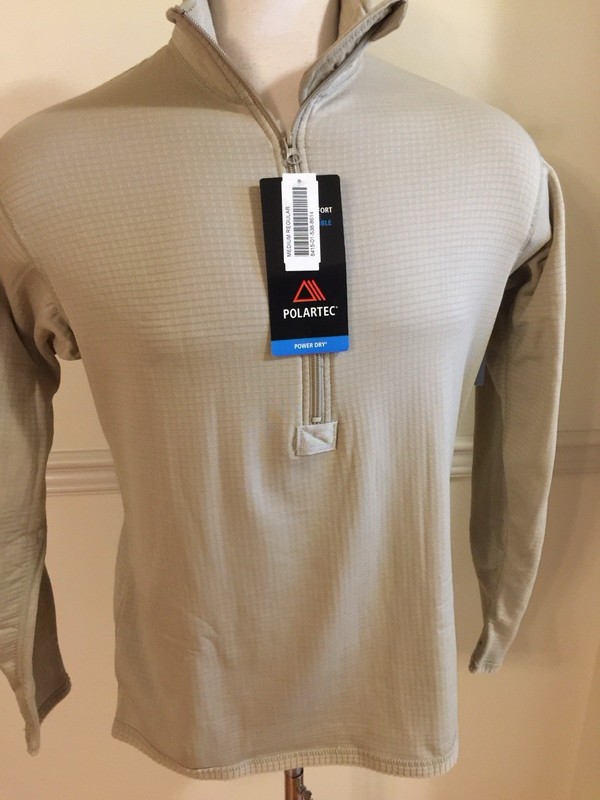 Cold Weather Pullover 1/4 Zip Medium Men Tan Beige Polartec Mid Weight Shirt gallery