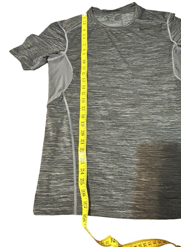 NIKE Pro Men's Size-M TALL Short Sleeve DRI-FIT TIGHT FIT Swoosh Logo Gray gallery