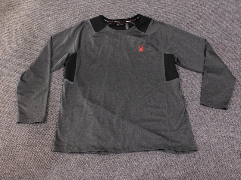 Spyder Active Shirt Mens XL Gray Long Sleeve Performance Pullover ProWB Logo gallery