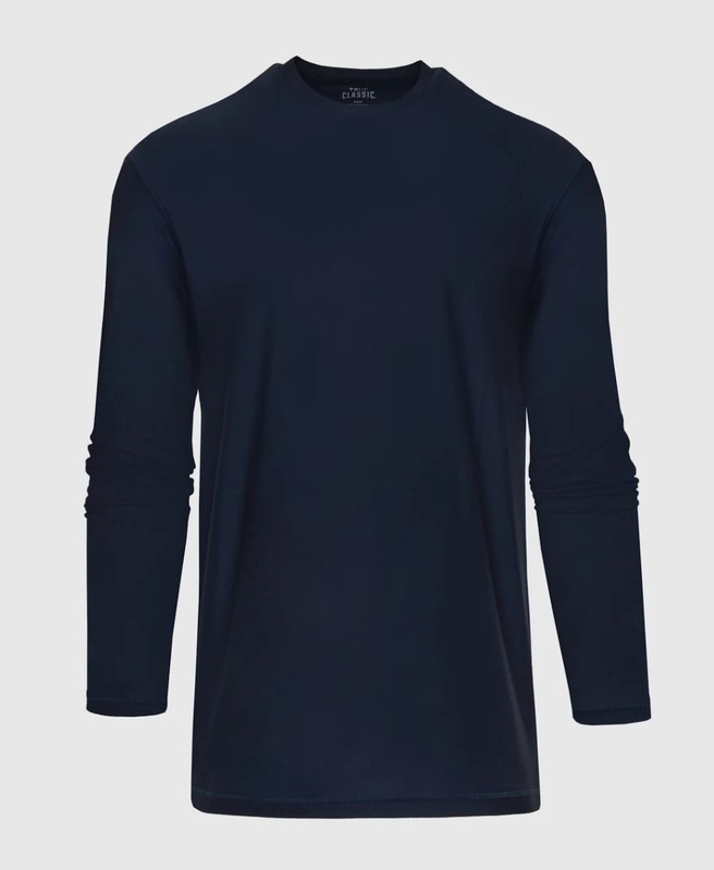 3x True Classic Active Long Sleeve Crew Lot Of 3 White/Charc Hthr Gray/Navy Sz L gallery