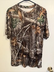 NEW REALTREE HUNTING OUTDOOR CAMOUFLAGE CAMO JERSEY Tee Brown Mens Large