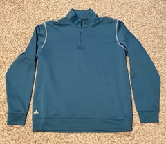 Adidas Golf Pullover Mens L Green Climalite 1/4 Zip Logo Performance Outdoor