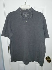 Faded Glory Mens Activewear Polo Shirt Gray Heathered Short Sleeve Collar L