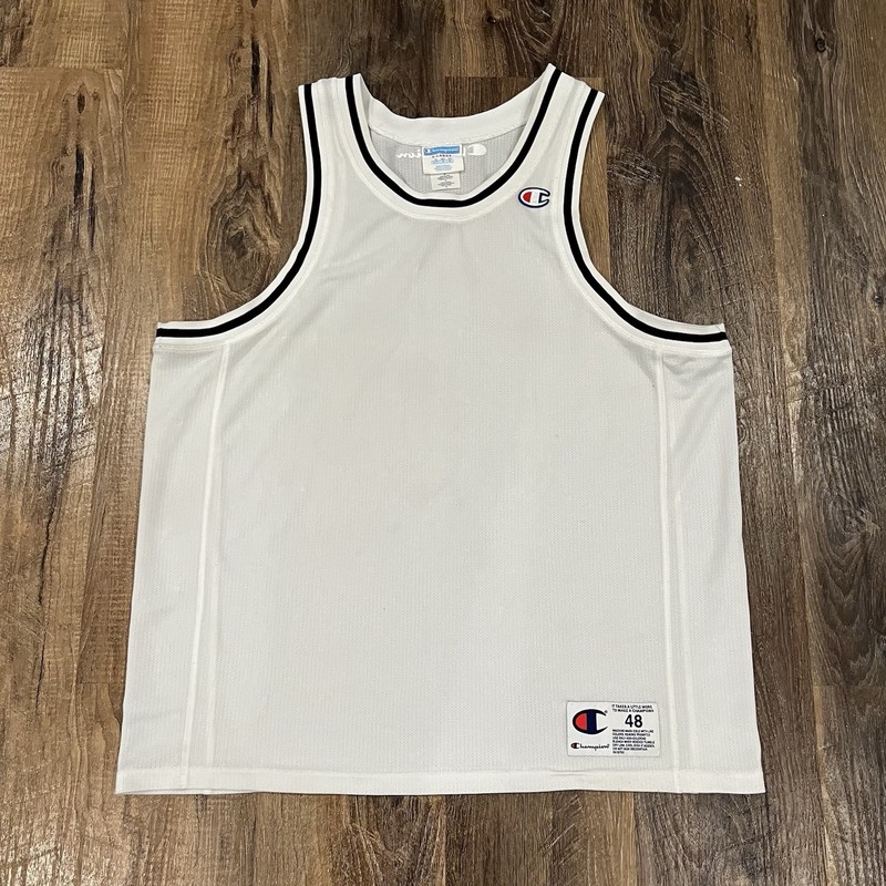 Vintage Champion Blank White Jersey Tank Retro Adult Size 48 XL gallery