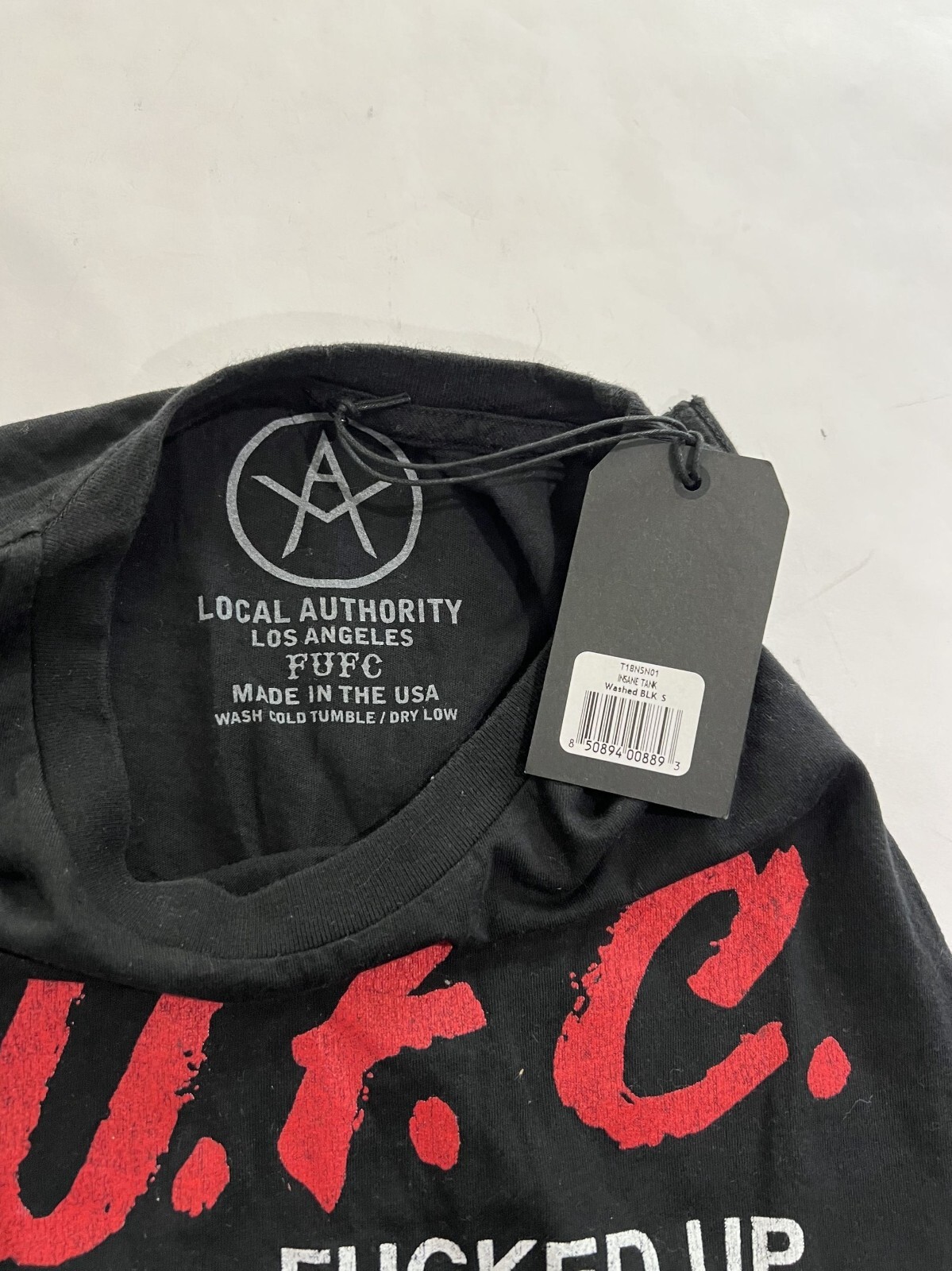 Local Authority Insane Crop Tank Top in Washed Black gallery