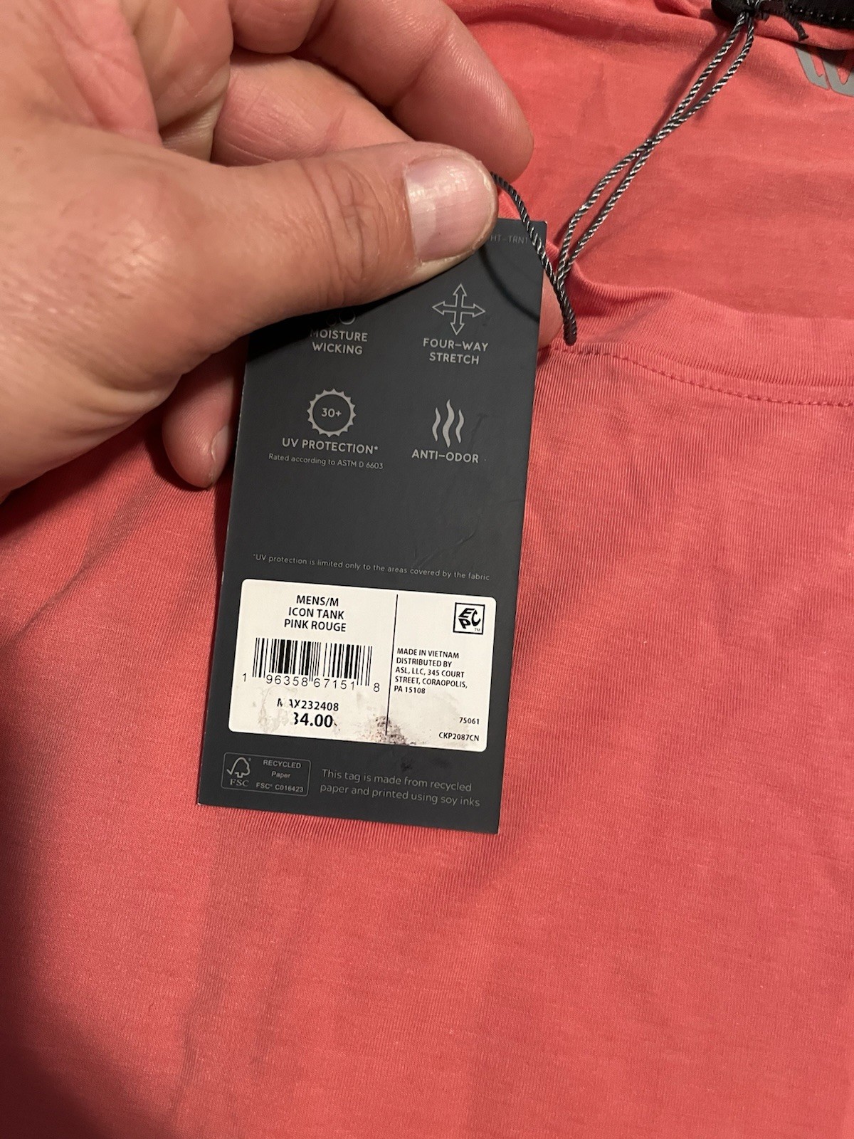 VRST Men's Icon Tank Pink Rouge Size M gallery
