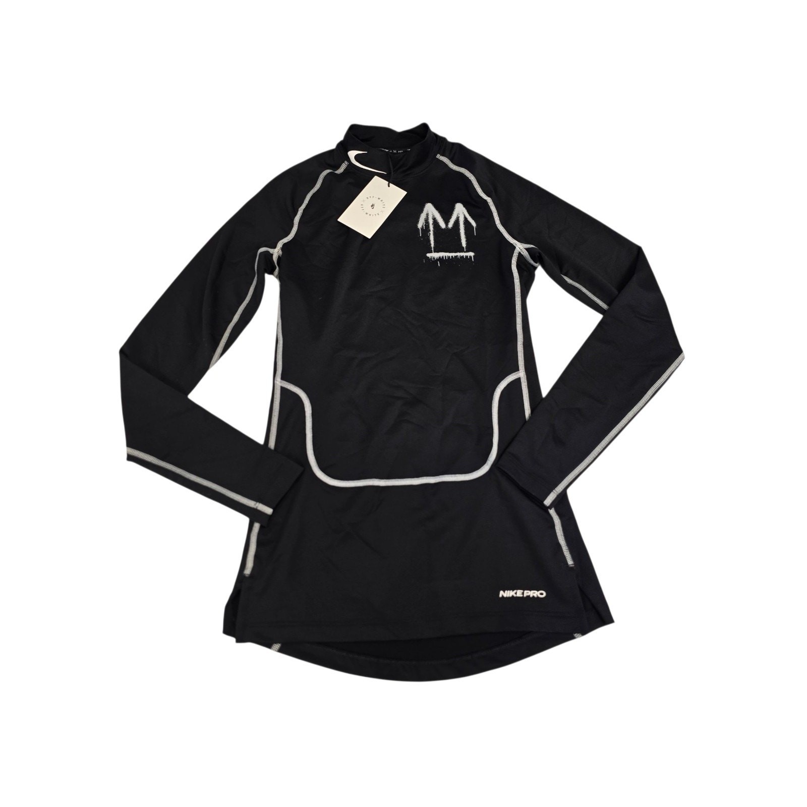 NIKE Pro x Off White long sleeve Virgil Abloh Spray Black Top Size XS Authentic gallery