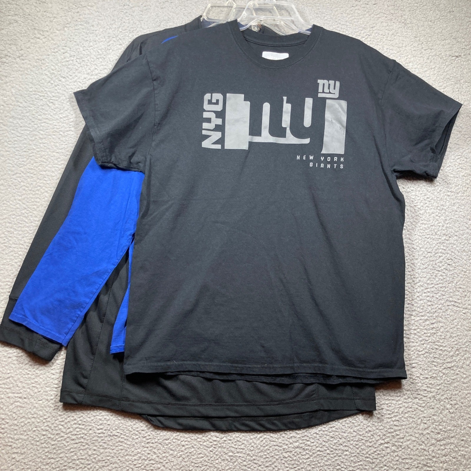 New York Giants Tops Mens XL 3 Pack Blue Black 1/4 Zip, 2 T Shirts FLAWS gallery